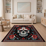 Sugar Skull with Red Roses Area Rug