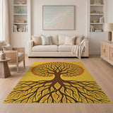 Vibrant Tree of Life Yellow Tribal Rug