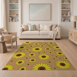 Yellow Vibrant Yellow Sunflower Scatter Area Rug