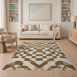 Geometric Modern Geometric Brown Tan Area Rug