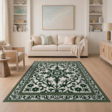 Floral Vintage Elegant Green Floral Vintage Area Rug