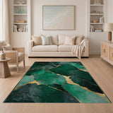 Abstract Area Green Emerald Green Gold Vein Abstract Area Rug