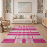Pink Checkered Gingham Area Rug
