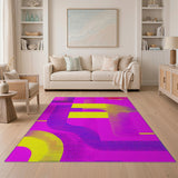 Vibrant Pink Yellow Geometric Abstract Area Rug