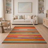 Geometric Modern Multi-color and Patterns Vibrant Multi-Color Striped Geometric Area Rug