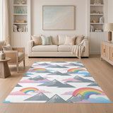 Rainbow Mountain Peaks Kids Area Rug