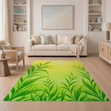 Lush Green Tea Leaves Sunny Yellow Area Rug
