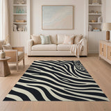 Zebra Head Black White Area Rug