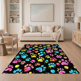 Vibrant Paw Print Washable Area Rug