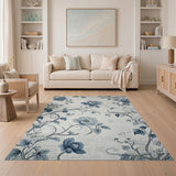 Floral Vintage Vintage Blue Peony Floral Area Rug