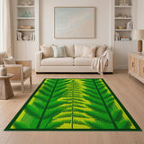 Vibrant Green Fern Leaf Area Rug