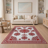 Red Starburst Floral Persian Rug