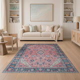 Rose Pink Persian Medallion Area Rug