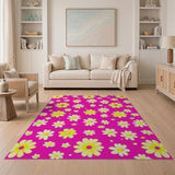 Multi-color and Patterns Vibrant Pink Daisy Floral Area Rug