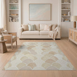 Beige Scallop Wave Area Rug
