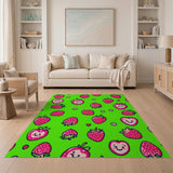 Cute Smiling Strawberry Fruit Pattern Area Rug