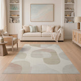 Beige Blush Abstract Organic Shapes Area Rug