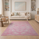 Pink Wavy Zebra Stripe Area Rug