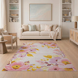 Lush Pink Peony Floral Vintage Rug