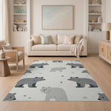 Adorable Grey Bear Cartoon Area Rug
