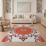 Red Traditional Persian Ornate Red Mandala Persian Area Rug