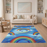 Rainbow Planes Kids Area Rug