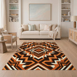 Orange Bold Orange Geometric Zigzag Area Rug