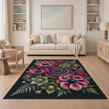 Pink Anemone Spiral Floral Area Rug