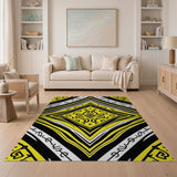 Yellow Vibrant Yellow Black Tribal Geometric Rug
