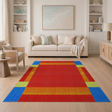 Bold Red Mosaic Geometric Area Rug
