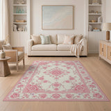 Pink Peony Floral Medallion Area Rug