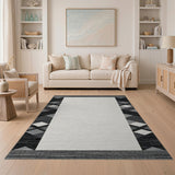 Geometric Modern Black and White Black White Geometric Border Area Rug