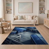 Isometric Blue Industrial Warehouse Area Rug
