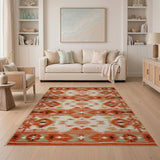 Southwestern Orange Terracotta Southwestern Geometric Area Rug