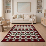 Red Border Persian Floral Area Rug