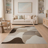 Wavy Abstract Beige Neutral Area Rug