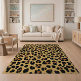 Golden Leopard Print Tufted Area Rug