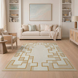 Geometric Modern Beige and Neutral Modern Geometric Beige Area Rug