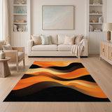 Orange Bold Orange Wave Abstract Area Rug