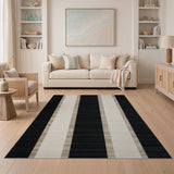 Bold Geometric Modern Bold Black White Vertical Striped Area Rug