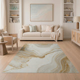 Beige Gold Vein Abstract Marble Area Rug