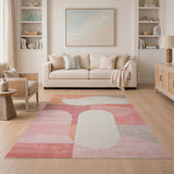 Modern Abstract Geometric Pink Orange Area Rug