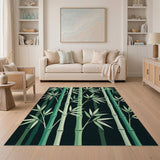 Modern Green Bamboo Stalks Area Rug