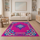 Pink Traditional Persian Vibrant Pink Persian Medallion Area Rug