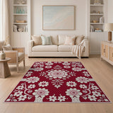 Traditional Persian Red Red Persian Floral Area Rug