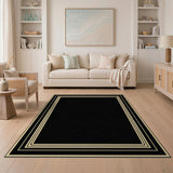Gold Framed Black Geometric Area Rug