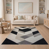 Bold Black and White Bold Geometric Black White Area Rug