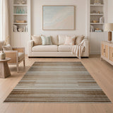 Brown and Tan Brown Tan Striped Geometric Area Rug