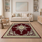 Elegant Red Floral Medallion Area Rug