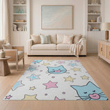 Cute Sleeping Blue Cats Twinkling Stars Rug